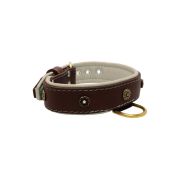 Flower-shaped motif with rhinestones and carved round shield with leather inlay – KD01059/75/40/BR/09