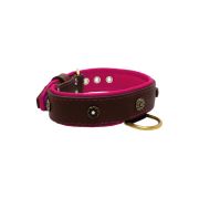 Flower-shaped motif with rhinestones and carved round shield with leather inlay – KD01059/75/40/BR/13