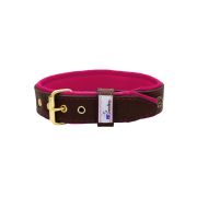 Flower-shaped motif with rhinestones and carved round shield with leather inlay – KD01059/75/40/BR/13