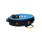 Flower-shaped motif with rhinestones and carved round shield with leather inlay – KD01059/80/40/BK/14