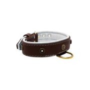 Flower-shaped motif with rhinestones and carved round shield with leather inlay – KD01059/80/40/BR/02
