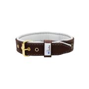 Flower-shaped motif with rhinestones and carved round shield with leather inlay – KD01059/80/40/BR/02