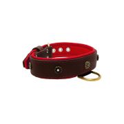 Flower-shaped motif with rhinestones and carved round shield with leather inlay – KD01059/80/40/BR/04