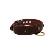 Flower-shaped motif with rhinestones and carved round shield with leather inlay – KD01059/80/40/BR/08
