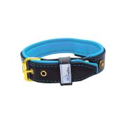 Oval blue gemstone and round carved stones in bronze finish with leather inlay – KD01060/80/40/BK/14