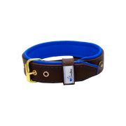 Oval blue gemstone and round carved stones in bronze finish with leather inlay – KD01060/80/40/BR/03