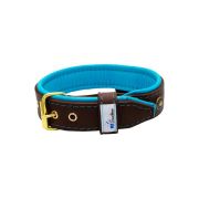 Oval blue gemstone and round carved stones in bronze finish with leather inlay – KD01060/80/40/BR/14