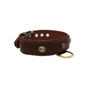 Carved round shield and oval hammered stones with leather inlay – KD01061/65/40/BR/08