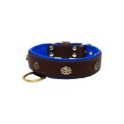 Carved round shield and oval hammered stones with leather inlay – KD01061/70/40/BR/03