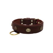 Carved round shield and oval hammered stones with leather inlay – KD01061/70/40/BR/08