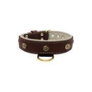 Carved round shield and oval hammered stones with leather inlay – KD01061/70/40/BR/09