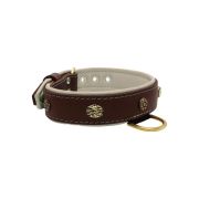 Carved round shield and oval hammered stones with leather inlay – KD01061/70/40/BR/09