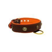 Carved round shield and oval hammered stones with leather inlay – KD01061/80/40/BR/11