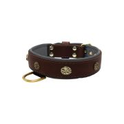 Carved round shield and oval hammered stones with leather inlay – KD01061/80/40/BR/12