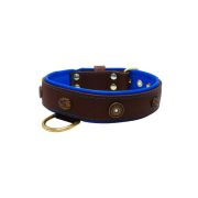 Motivo con piedras ovaladas martilladas y escudo redondo con strass, con piedras redondas talladas e incrustación de cuero – KD01062/65/40/BR/03