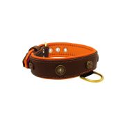 Motif with oval hammered stones and round shield with rhinestones, featuring round carved stones and leather inlay – KD01062/65/40/BR/11