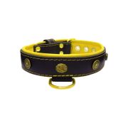 Motif with oval hammered stones and round shield with rhinestones, featuring round carved stones and leather inlay – KD01062/75/40/BK/06