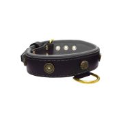 Motif with oval hammered stones and round shield with rhinestones, featuring round carved stones and leather inlay – KD01062/75/40/BK/12