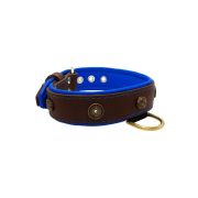 Motif with oval hammered stones and round shield with rhinestones, featuring round carved stones and leather inlay – KD01062/75/40/BR/03