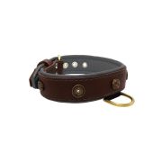Motif with oval hammered stones and round shield with rhinestones, featuring round carved stones and leather inlay – KD01062/75/40/BR/12