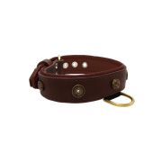 Motif with oval hammered stones and round shield with rhinestones, featuring round carved stones and leather inlay – KD01062/80/40/BR/08