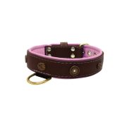 Motif with oval hammered stones and round shield with rhinestones, featuring round carved stones and leather inlay – KD01062/80/40/BR/10