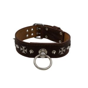 Motif with striking 15mm metal studs, diamonds, and medieval crosses – KD01063/75/50/BR/00