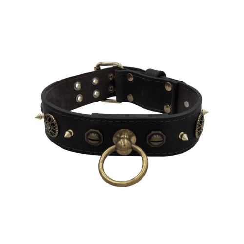 Motif with very impressive 15mm metal studs and polygonal design, featuring a round Inca shield – KD01073/75/50/BK/00
