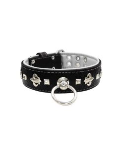 Motif with very impressive medieval symbols, and a pyramid-shaped motif with a leather overlay - KD01077/80/50/BK/02