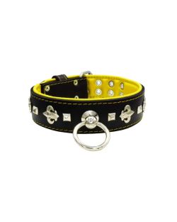 Motif with very impressive medieval symbols, and a pyramid-shaped motif with a leather overlay - KD01077/80/50/BK/06