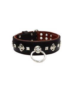 Motif with very impressive medieval symbols, and a pyramid-shaped motif with a leather overlay - KD01077/80/50/BK/08