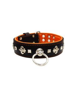 Motif with very impressive medieval symbols, and a pyramid-shaped motif with a leather overlay - KD01077/80/50/BK/11