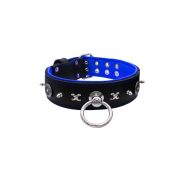 Motif with very impressive 10mm metal studs, chain motif, and a carved shield with round rhinestones and leather backing – KD01078/70/50/BK/03