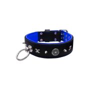 Motif with very impressive 10mm metal studs, chain motif, and a carved shield with round rhinestones and leather backing – KD01078/70/50/BK/03