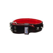 Motif with very impressive 10mm metal studs, chain motif, and a carved shield with round rhinestones and leather backing – KD01078/70/50/BK/04