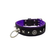 Motif with very impressive 10mm metal studs, chain motif, and a carved shield with round rhinestones and leather backing – KD01078/70/50/BK/07