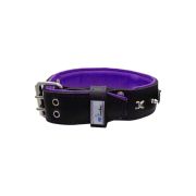 Motif with very impressive 10mm metal studs, chain motif, and a carved shield with round rhinestones and leather backing – KD01078/70/50/BK/07