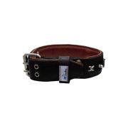 Motif with very impressive 10mm metal studs, chain motif, and a carved shield with round rhinestones and leather backing – KD01078/70/50/BK/08