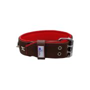 Motif with very impressive 10mm metal studs, chain motif, and a carved shield with round rhinestones and leather backing – KD01078/70/50/BR/04