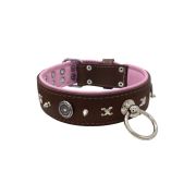 Motif with very impressive 10mm metal studs, chain motif, and a carved shield with round rhinestones and leather backing – KD01078/70/50/BR/10