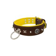 Motif with very impressive 10mm metal studs, chain motif, and a carved shield with round rhinestones and leather backing – KD01078/75/50/BR/06