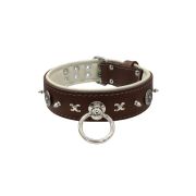 Motif with very impressive 10mm metal studs, chain motif, and a carved shield with round rhinestones and leather backing – KD01078/75/50/BR/09