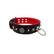 Motif with very impressive 10mm metal studs, chain motif, and a carved shield with round rhinestones and leather backing – KD01078/80/50/BK/04