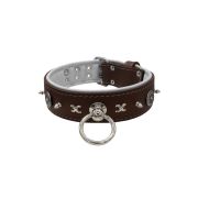 Motif with very impressive 10mm metal studs, chain motif, and a carved shield with round rhinestones and leather backing – KD01078/80/50/BR/02
