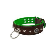 Motif with very impressive 10mm metal studs, chain motif, and a carved shield with round rhinestones and leather backing – KD01078/80/50/BR/05