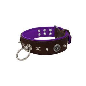 Motif with very impressive 10mm metal studs, chain motif, and a carved shield with round rhinestones and leather backing – KD01078/80/50/BR/07