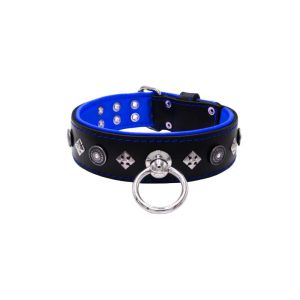 Motif with a very impressive shield featuring round rhinestones, and ornate squares with leather backing – KD01079/70/50/BK/03