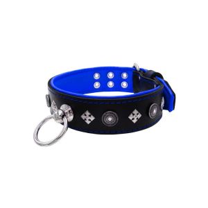 Motif with a very impressive shield featuring round rhinestones, and ornate squares with leather backing – KD01079/70/50/BK/03