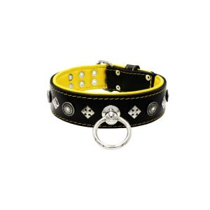 Motif with a very impressive shield featuring round rhinestones, and ornate squares with leather backing – KD01079/70/50/BK/06