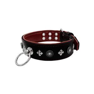 Motif with a very impressive shield featuring round rhinestones, and ornate squares with leather backing – KD01079/70/50/BK/08